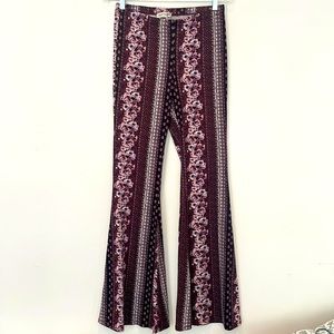 Flared Pink Bohemian Floral Pants